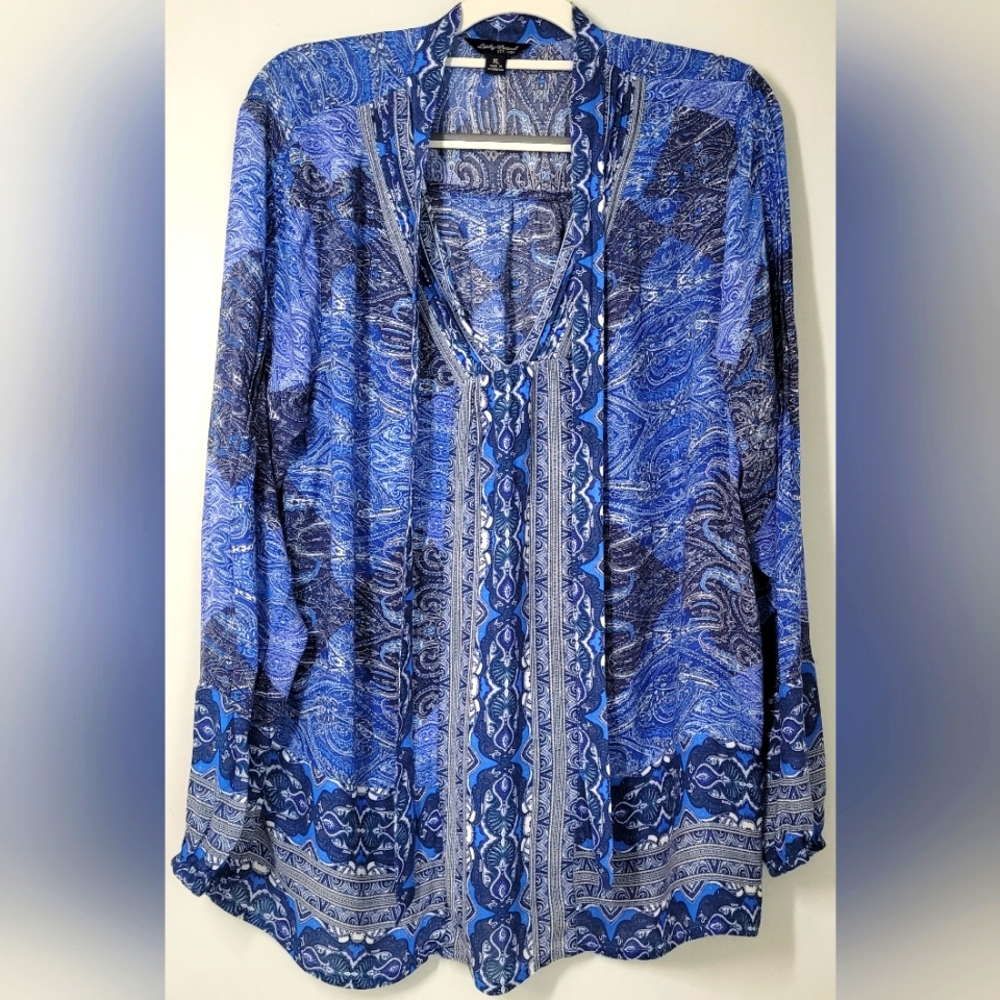Lucky Brand Blue Paisley Women's Top XL